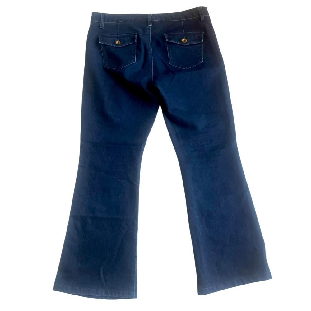 Banana Republic Navy Flare Trousers Classic Flap Back Pocket Jeans Sz 31
